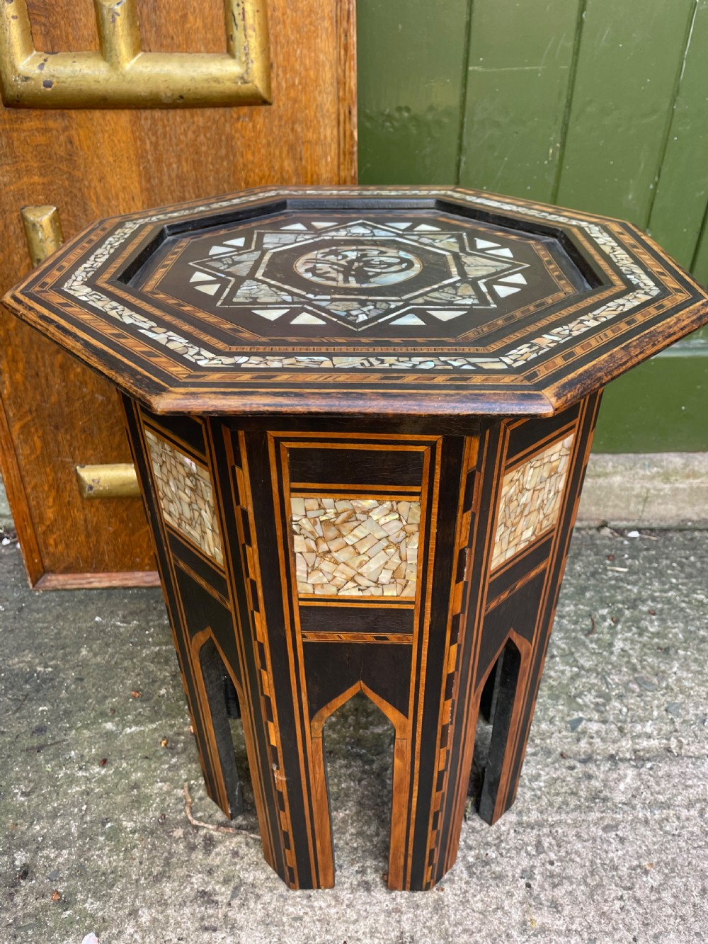 Late C19th ‘Ottoman’ style or Levantine octagonal nacre-shell inlaid occasional table. View VIII