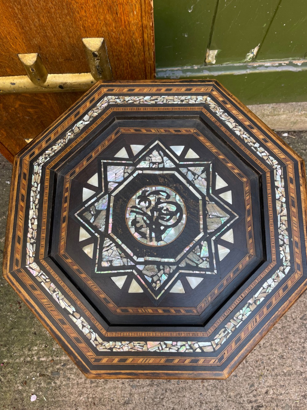 Late C19th ‘Ottoman’ style or Levantine octagonal nacre-shell inlaid occasional table. View X