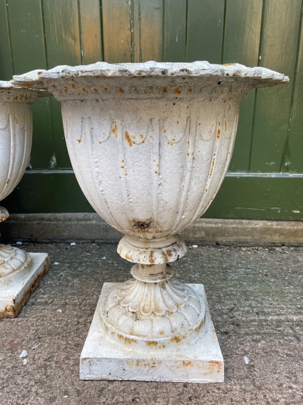 Pair of mid C19th cast-iron garden or terrace vases . View VI