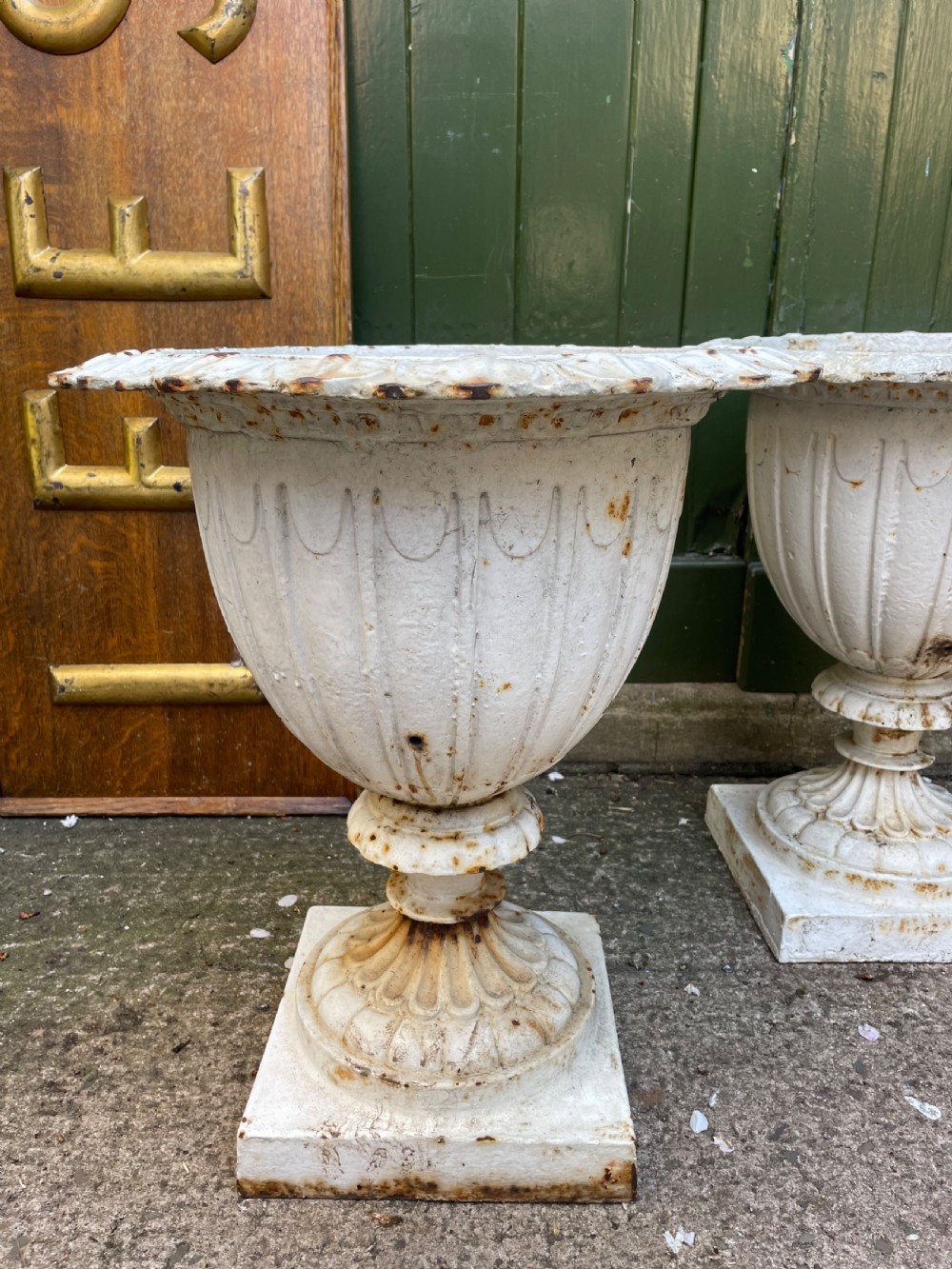 Pair of mid C19th cast-iron garden or terrace vases . View XI