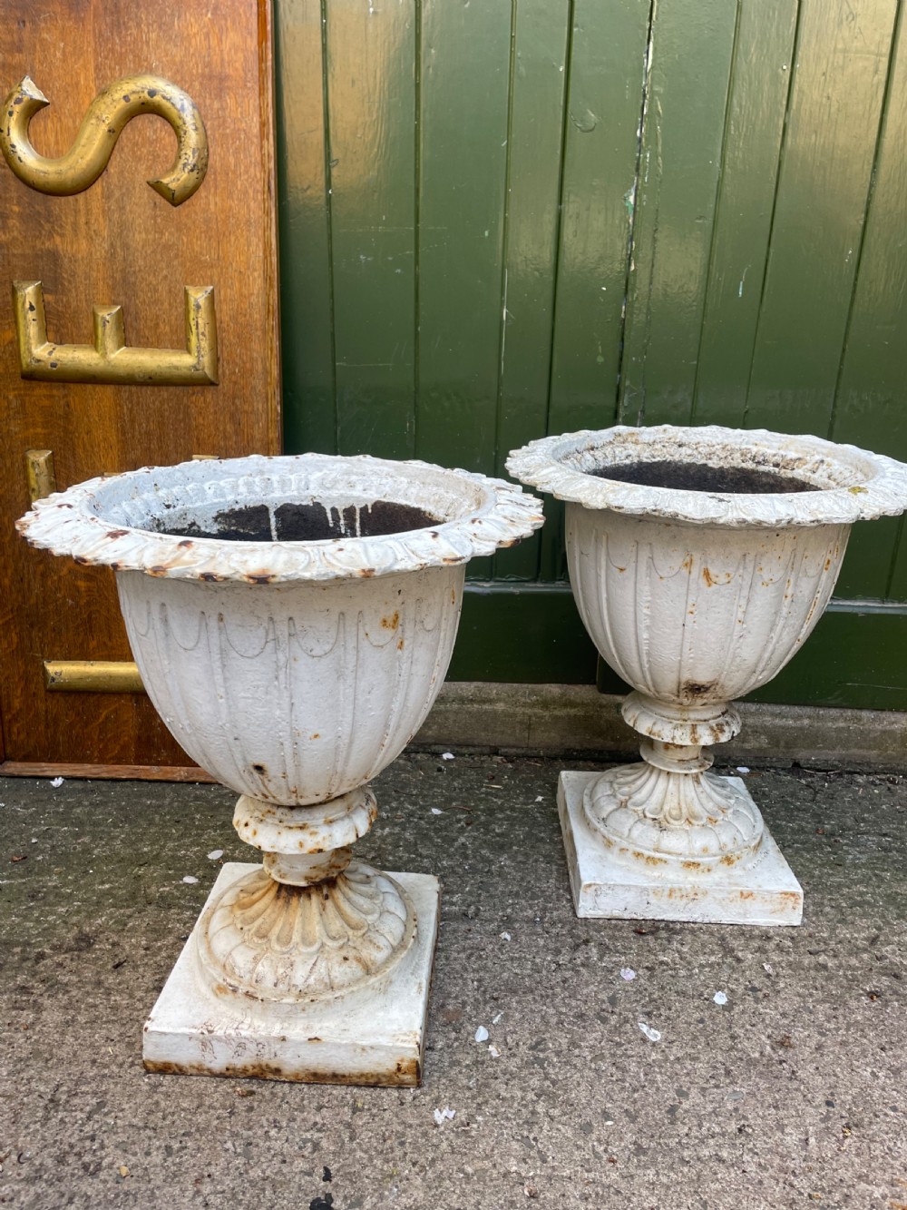 Pair of mid C19th cast-iron garden or terrace vases . View XIV