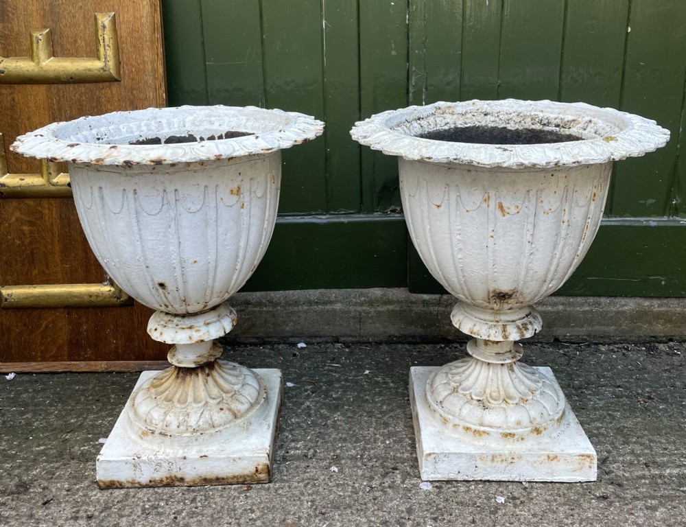Pair of mid C19th cast-iron garden or terrace vases .