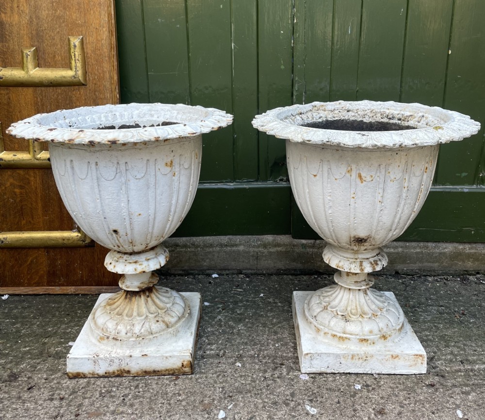 Pair of mid C19th cast-iron garden or terrace vases . View II