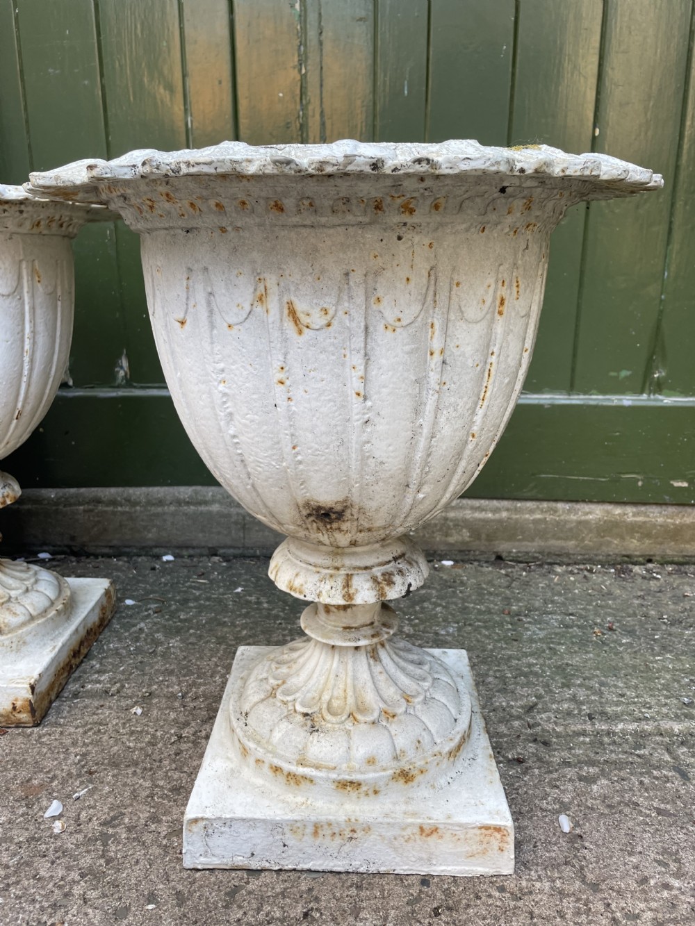 Pair of mid C19th cast-iron garden or terrace vases . View III