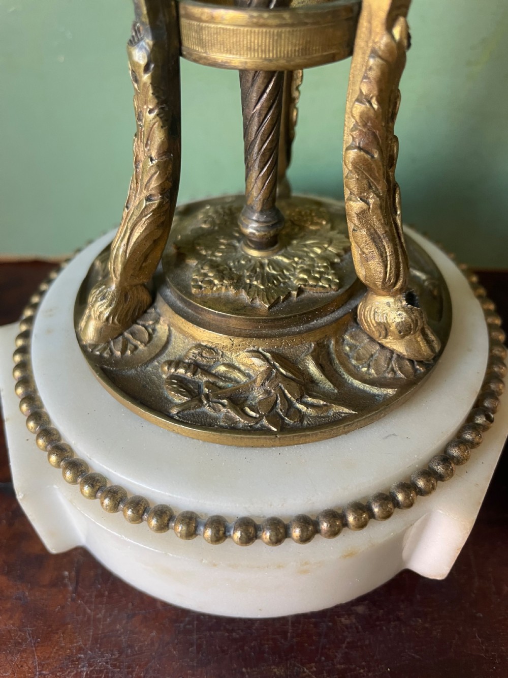 Pair of late C19th ormolu bronze mounted white marble reversible cassolettes in the Louis XVI taste . View V