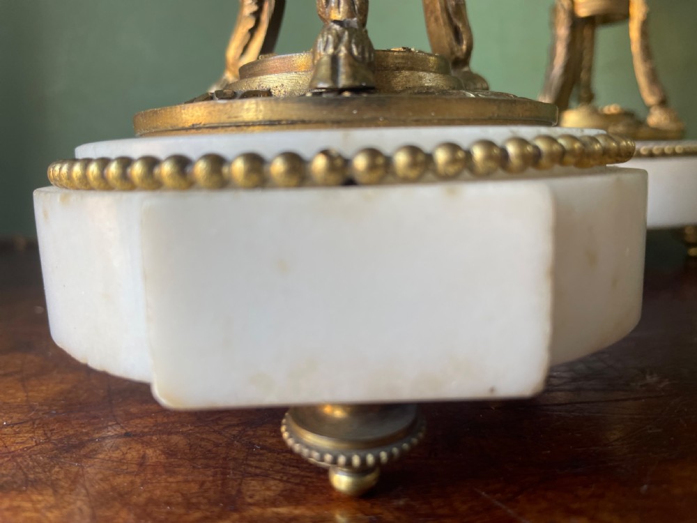 Pair of late C19th ormolu bronze mounted white marble reversible cassolettes in the Louis XVI taste . View VII