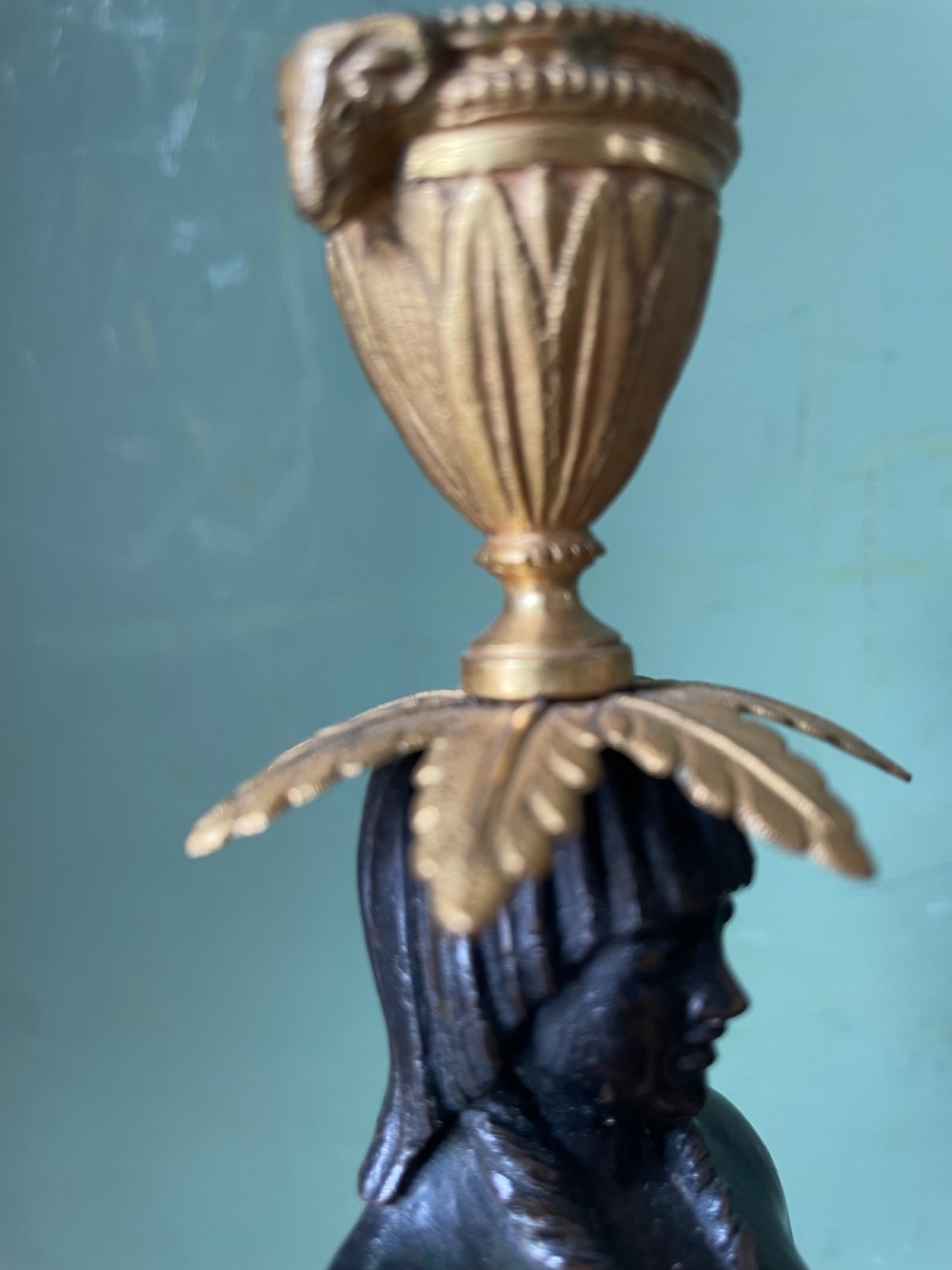 Fine quality pair of early C19th Empire style bronze and ormolu bronze candelabras . View VII