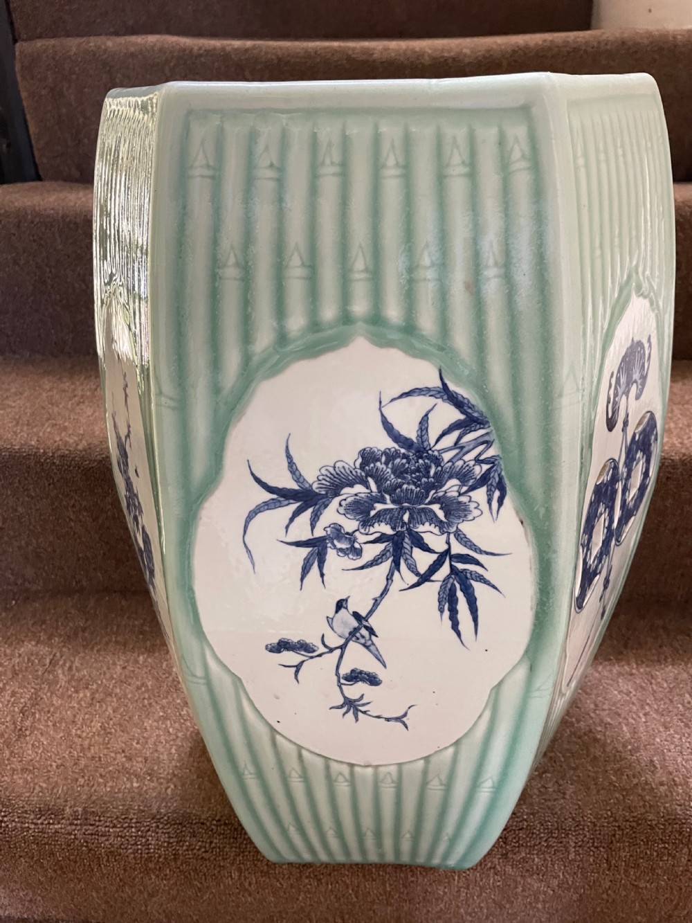 C19th Chinese late Qing Dynasty celadon porcelain ‘barrel-shaped’ garden seat . View VIII