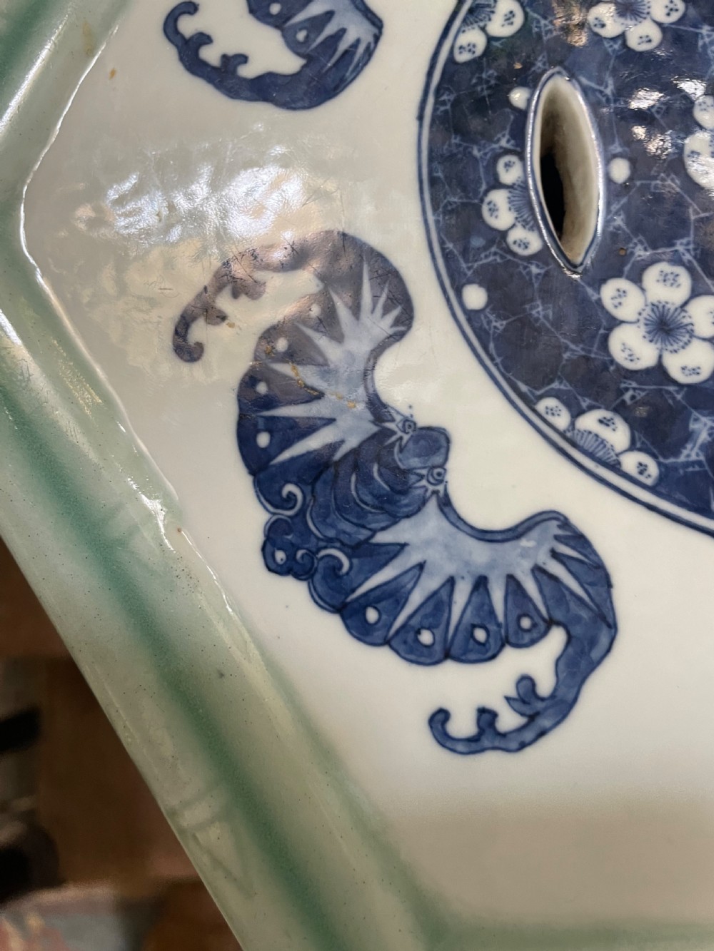 C19th Chinese late Qing Dynasty celadon porcelain ‘barrel-shaped’ garden seat . View XII