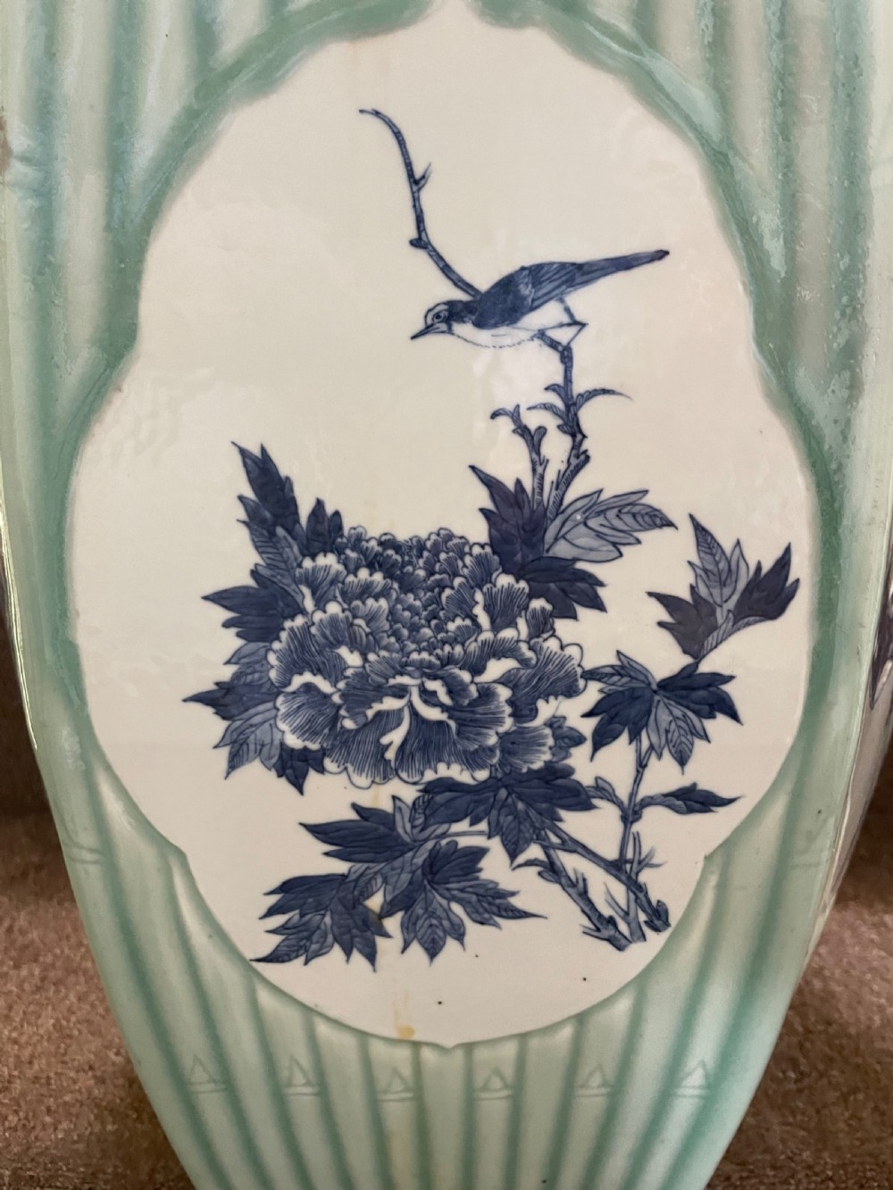 C19th Chinese late Qing Dynasty celadon porcelain ‘barrel-shaped’ garden seat . View XV