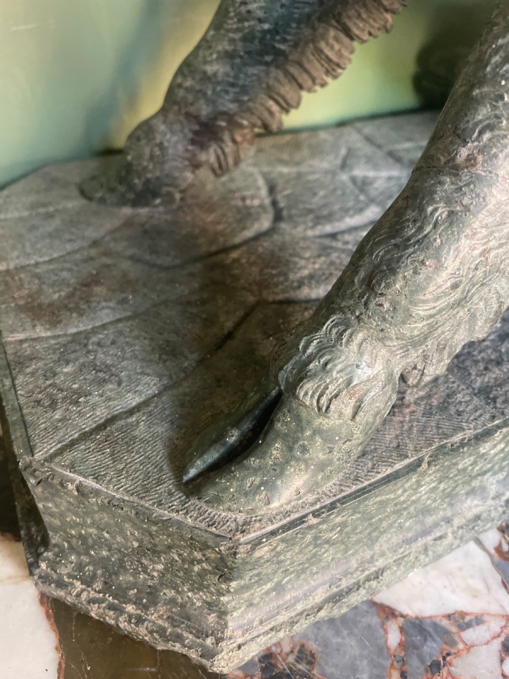 Large scale C19th Italian ‘Grand Tour’ souvenir carved ‘prato verde’ serpentine marble sculpture reduction copy, after the antique,  known as “Il Porcellino” or The Uffizi Boar.  View XIII