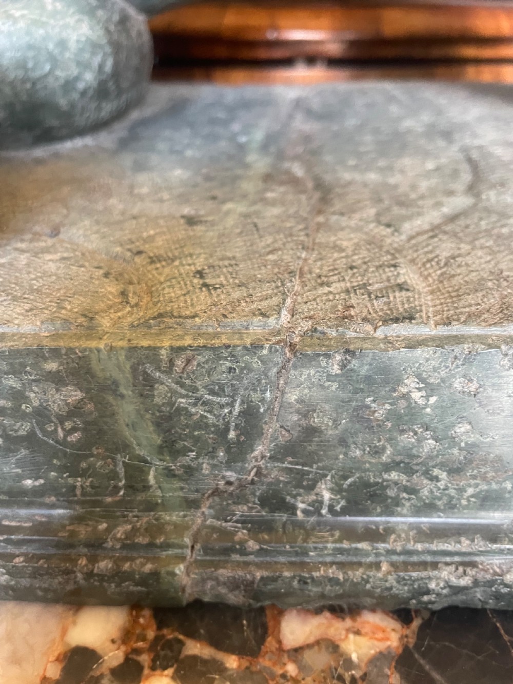 Large scale C19th Italian ‘Grand Tour’ souvenir carved ‘prato verde’ serpentine marble sculpture reduction copy, after the antique,  known as “Il Porcellino” or The Uffizi Boar.  View XXVI