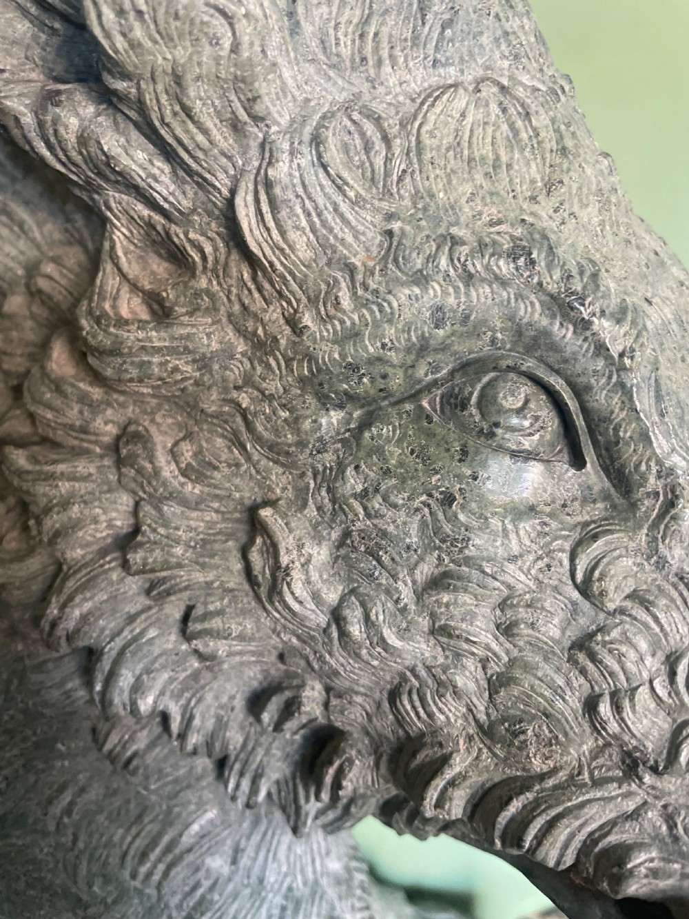 Large scale C19th Italian ‘Grand Tour’ souvenir carved ‘prato verde’ serpentine marble sculpture reduction copy, after the antique,  known as “Il Porcellino” or The Uffizi Boar.  View XXVII
