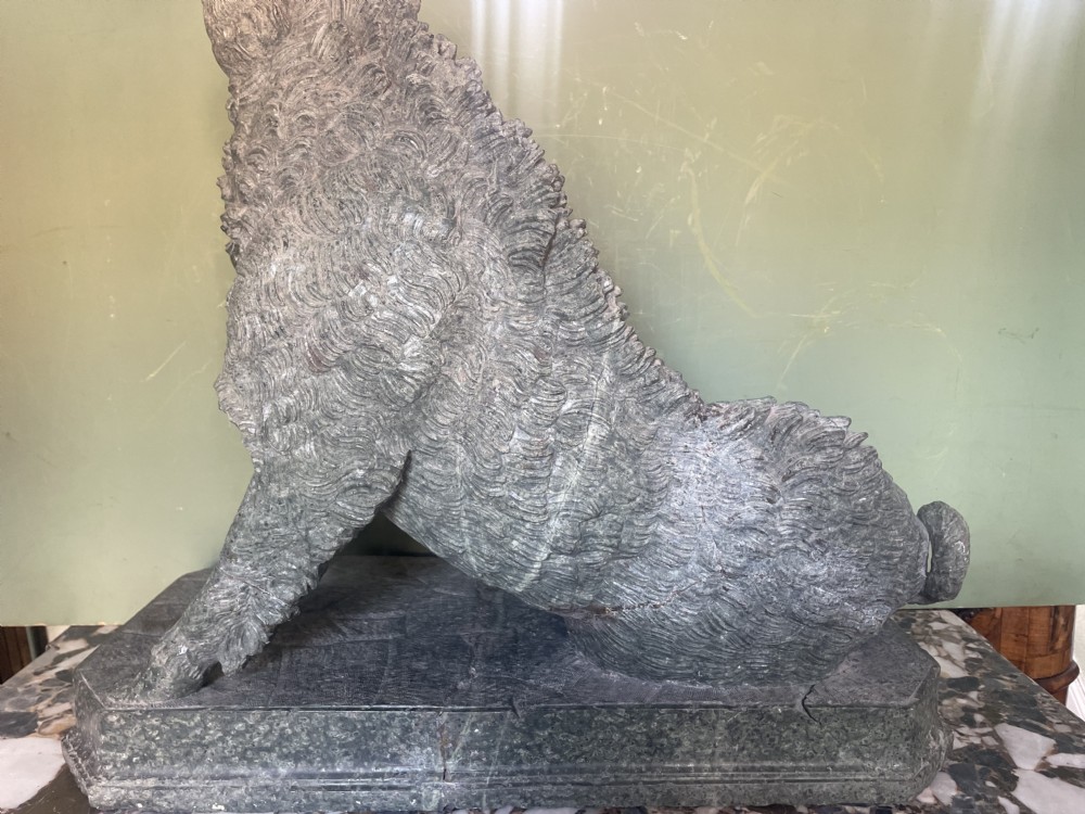 Large scale C19th Italian ‘Grand Tour’ souvenir carved ‘prato verde’ serpentine marble sculpture reduction copy, after the antique,  known as “Il Porcellino” or The Uffizi Boar.  View XXXI