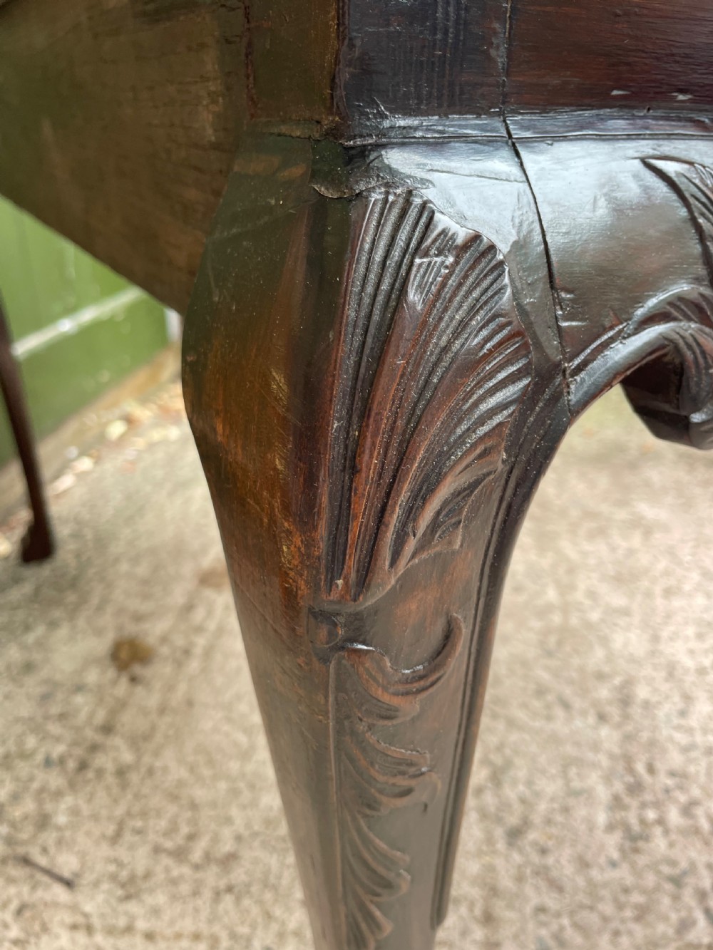 C19th Irish carved mahogany side table in the mid C18th George II period style. View VIII