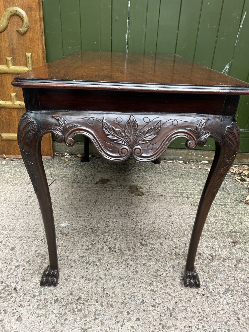 C19th Irish carved mahogany side table in the mid C18th George II period style. View X