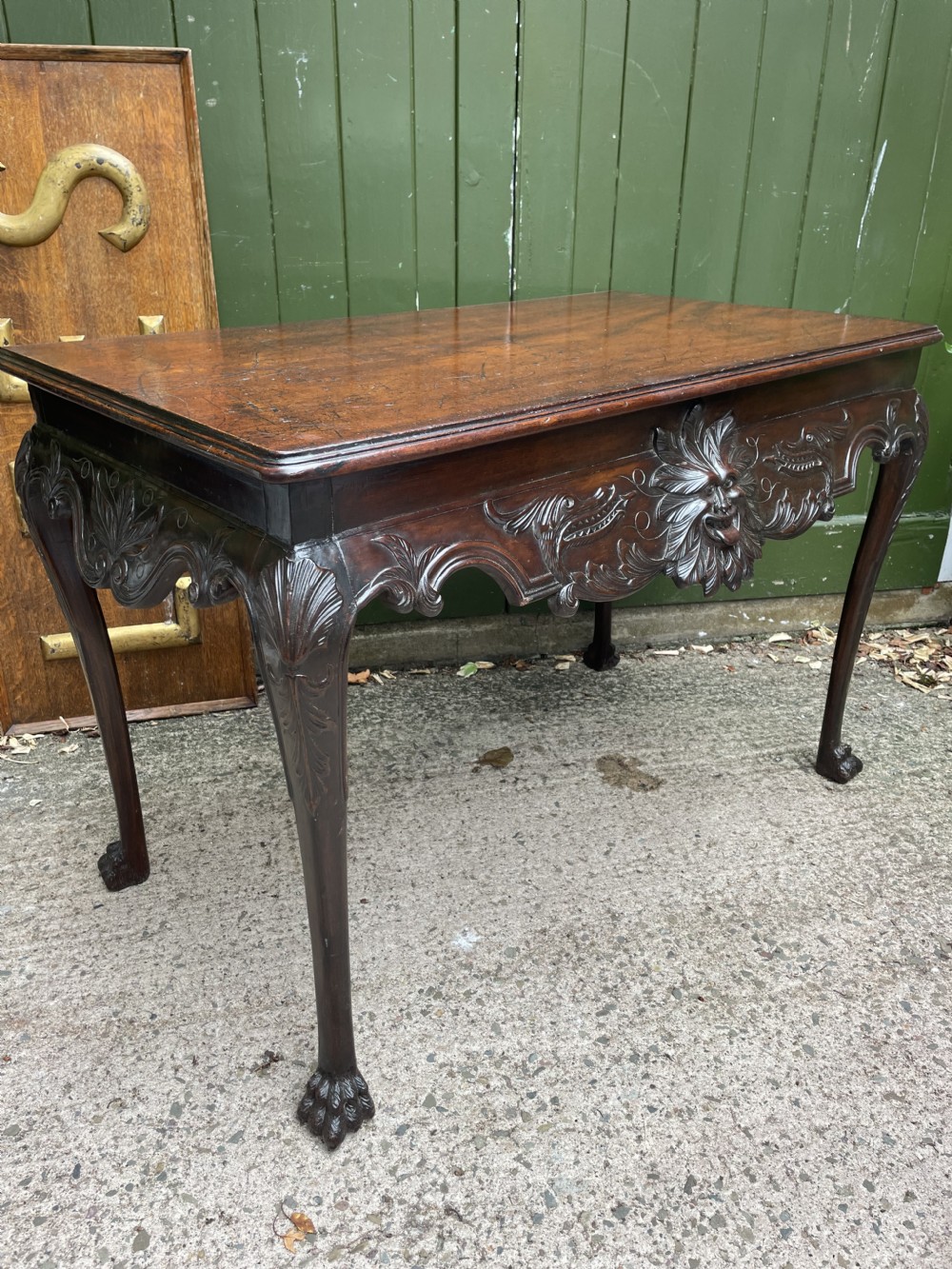 C19th Irish carved mahogany side table in the mid C18th George II period style. View XI