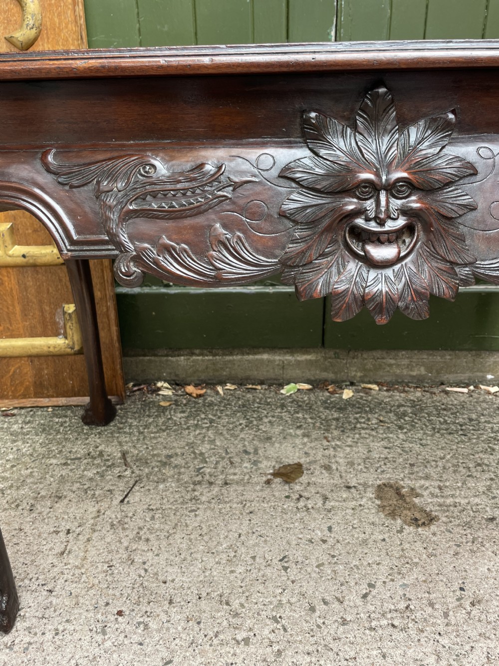 C19th Irish carved mahogany side table in the mid C18th George II period style. View XIII