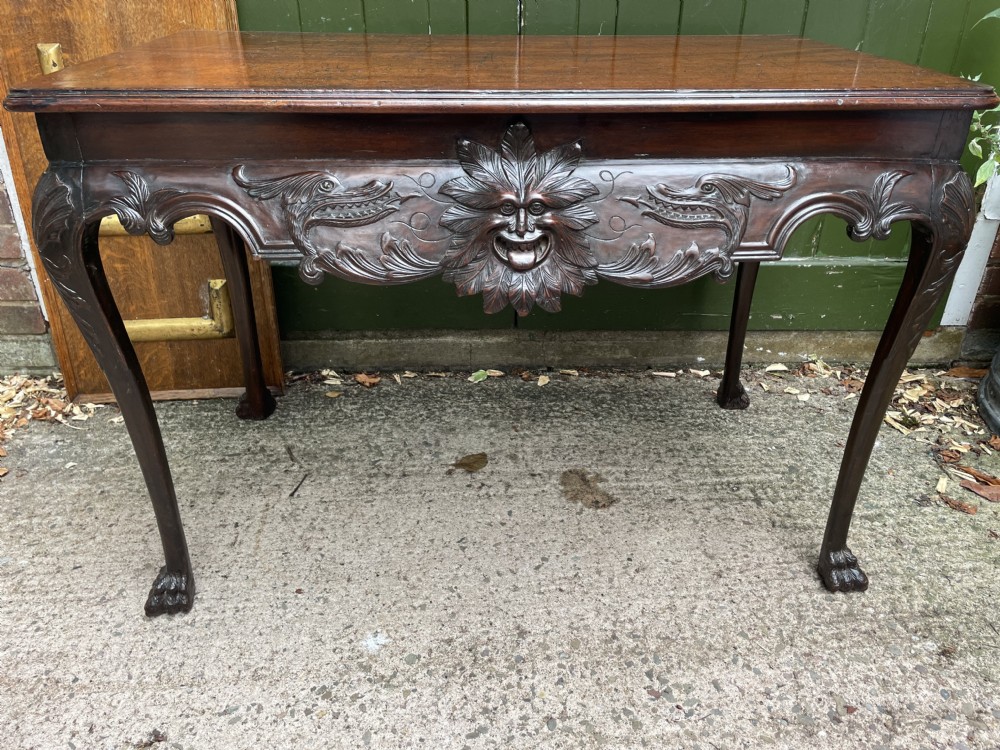 C19th Irish carved mahogany side table in the mid C18th George II period style. View XVI