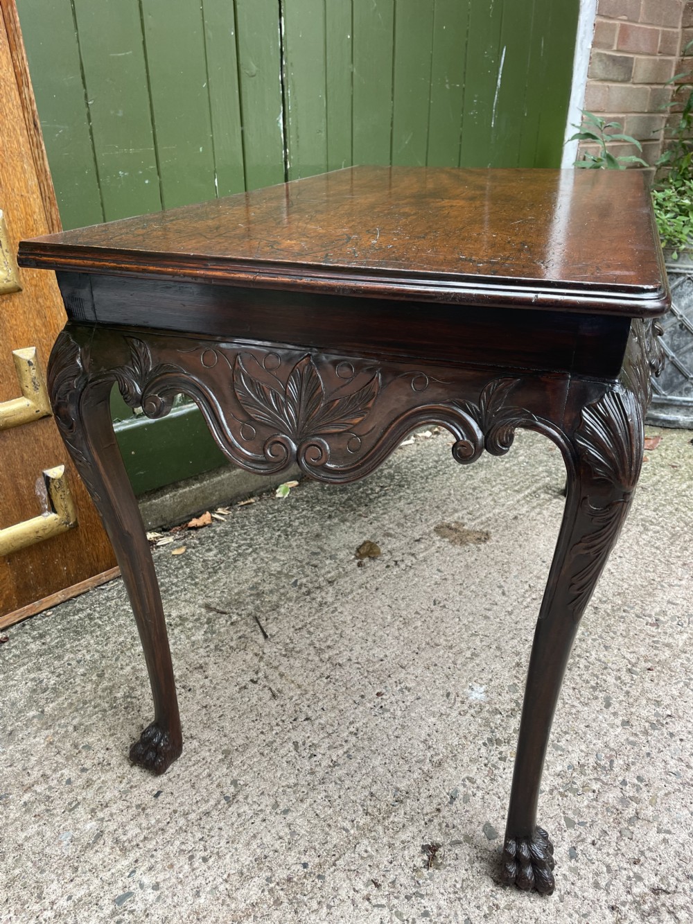 C19th Irish carved mahogany side table in the mid C18th George II period style. View XXII