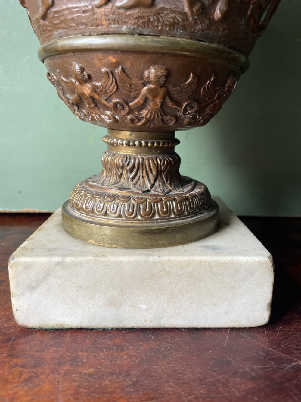 Pair of late C19th gilded and patinated brass table lamps modelled in the ‘Grand Tour’ taste in the form of ancient classical volute krater vases .  View XVIII