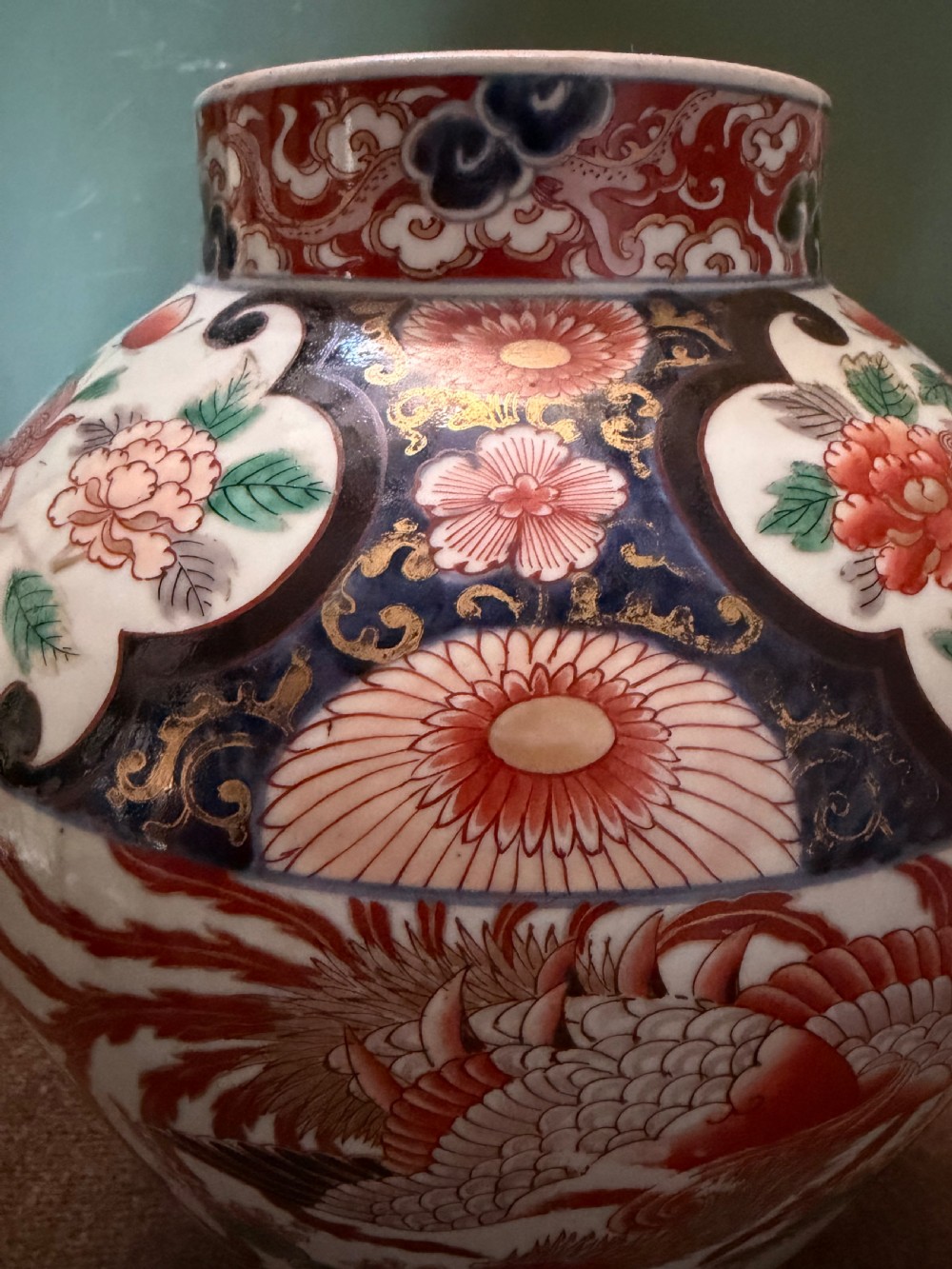 Pair of late C17th / early C18th Japanese Genroku period vases decorated in the Imari palette. View XIV
