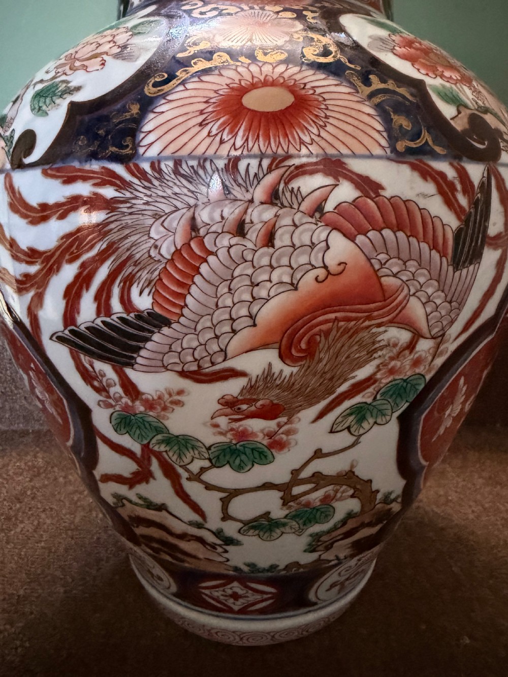 Pair of late C17th / early C18th Japanese Genroku period vases decorated in the Imari palette. View XVI