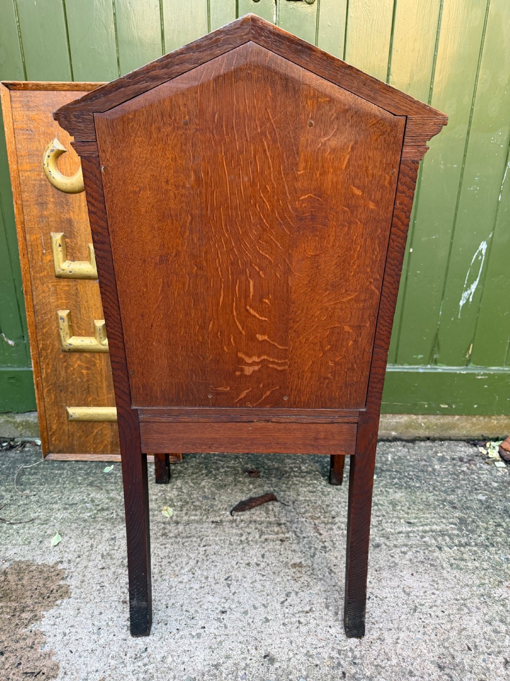 Interesting mid C19th oak armchair with an architectural ‘Palladian’ style classical back back .  View VIII