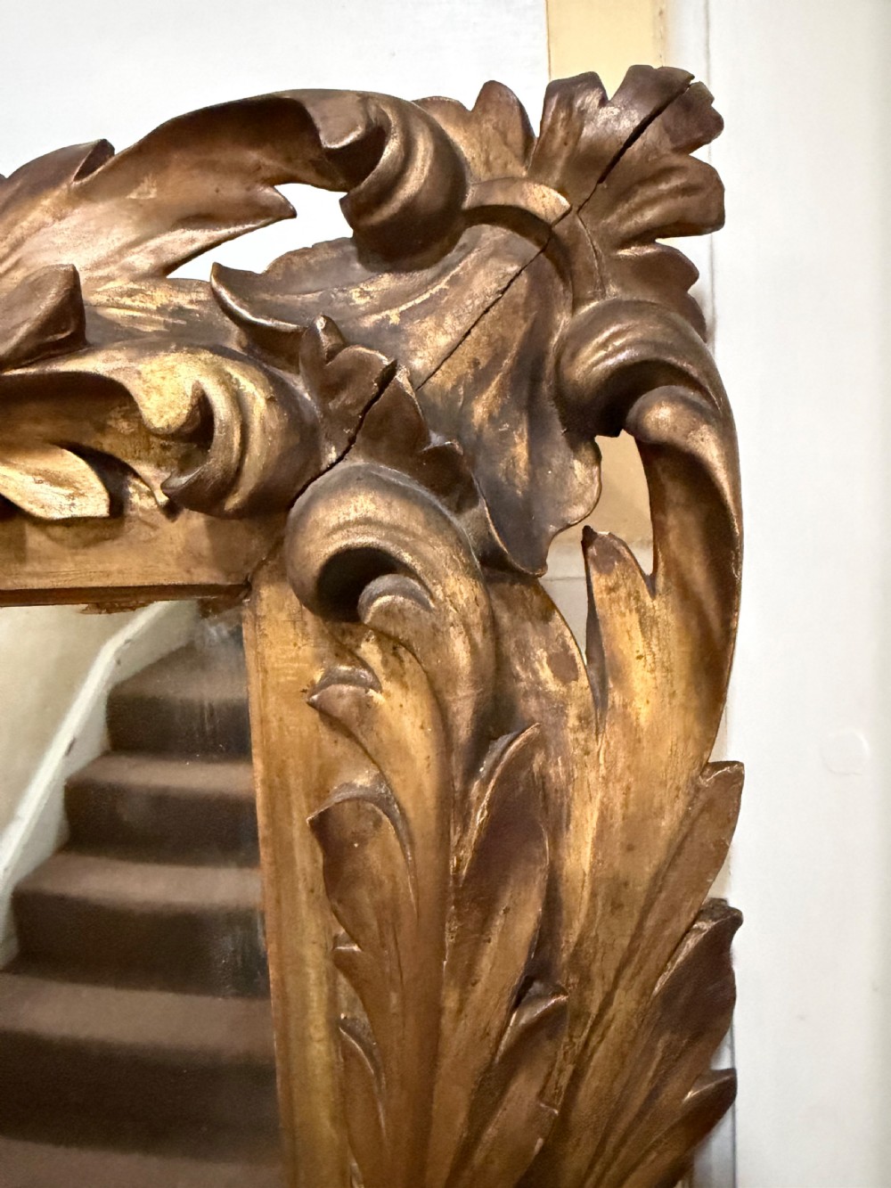 Late C18th Italian Florentine design carved giltwood framed mirror of larger scale and proportions. View IV