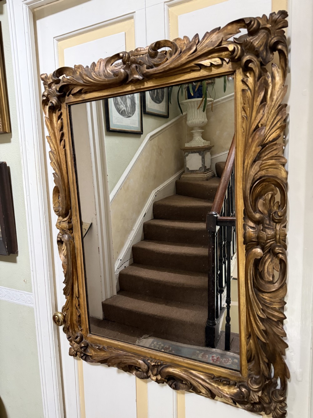 Late C18th Italian Florentine design carved giltwood framed mirror of larger scale and proportions. View X
