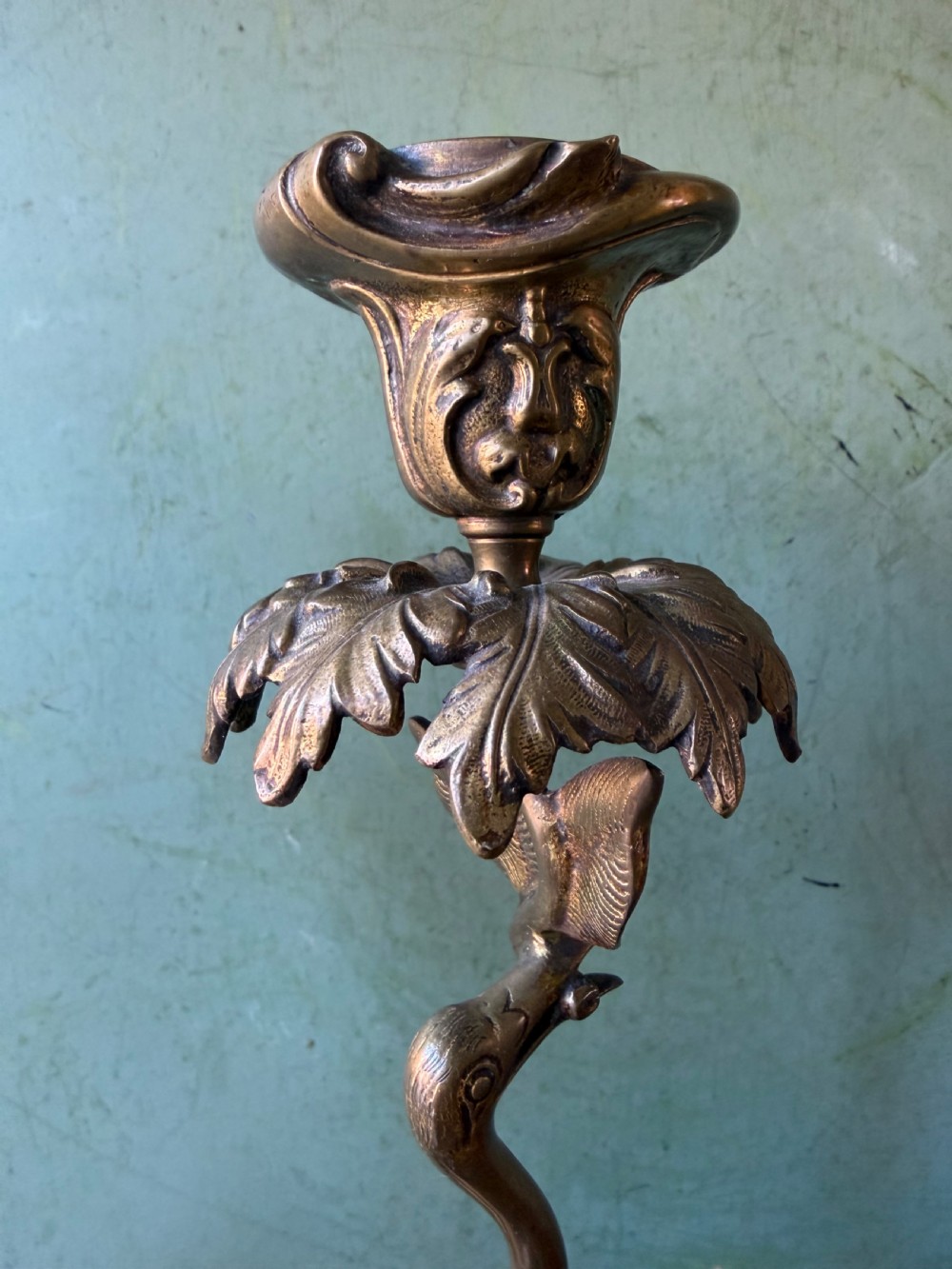 Pair of early C19th William IV period gilt bronze candlesticks in the form of heraldic cranes by Thomas Abbott of Birmingham. View VI