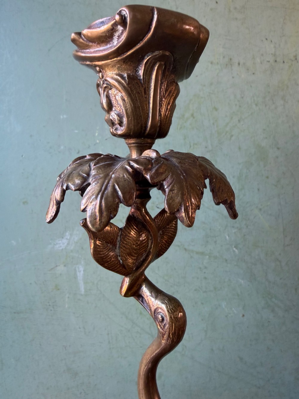 Pair of early C19th William IV period gilt bronze candlesticks in the form of heraldic cranes by Thomas Abbott of Birmingham. View VIII