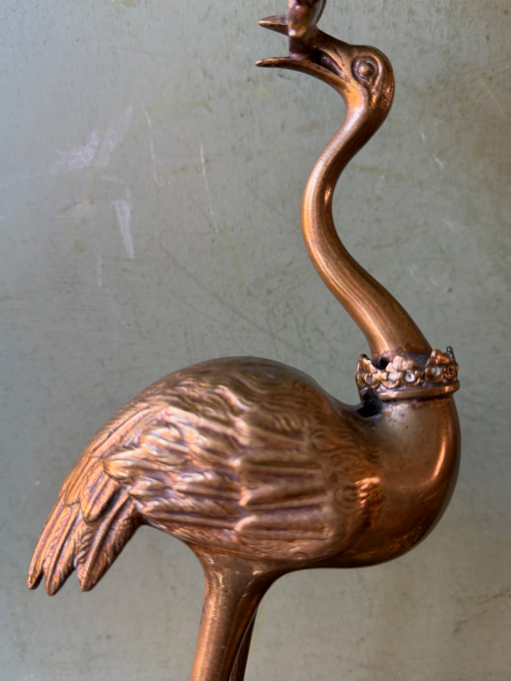 Pair of early C19th William IV period gilt bronze candlesticks in the form of heraldic cranes by Thomas Abbott of Birmingham. View XII