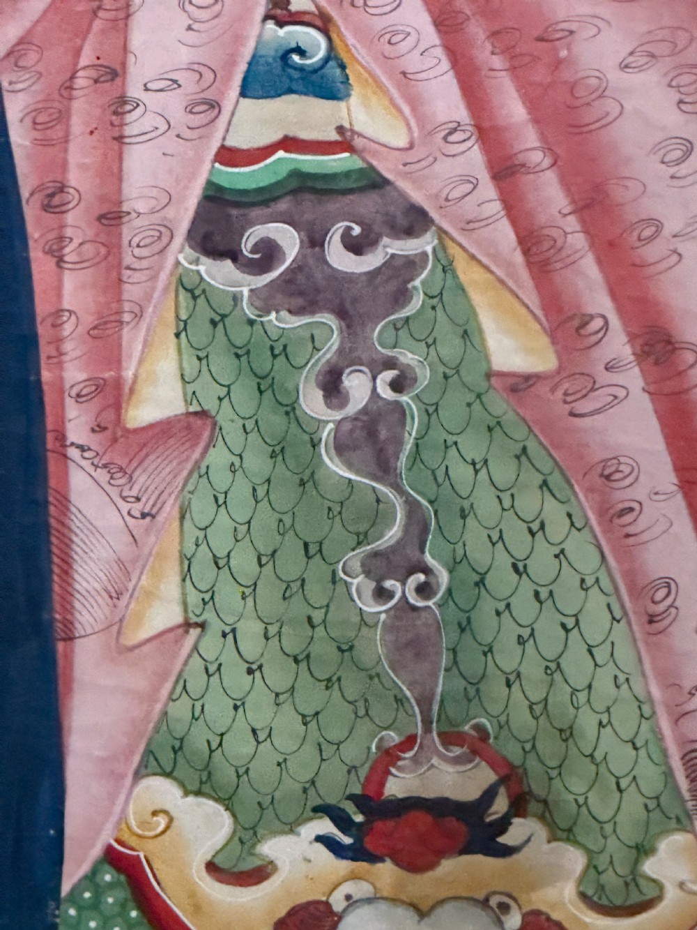 Large pair of  mid C19th finely-painted Chinese watercolours depicting Menshen or door gods .  View V