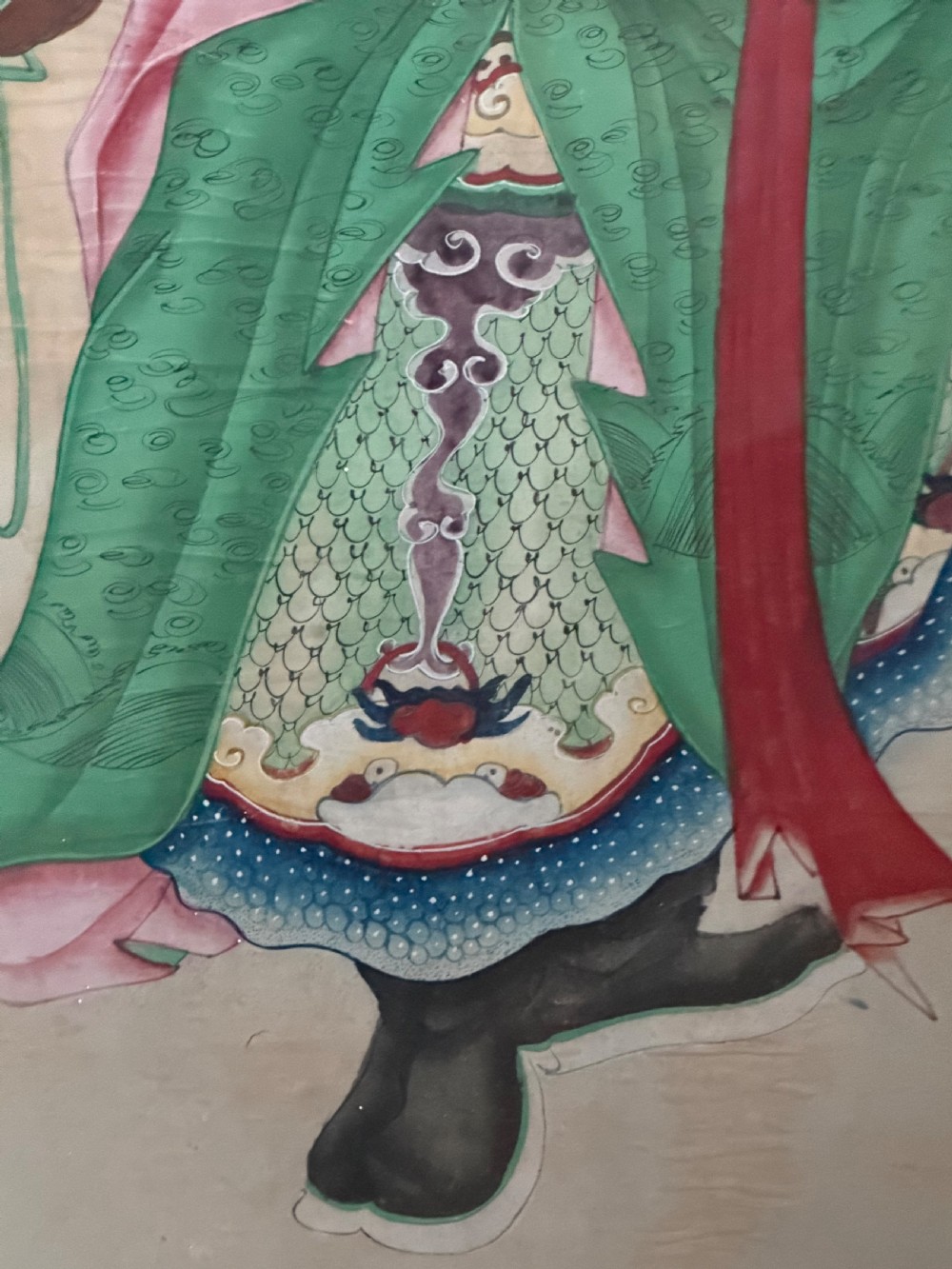 Large pair of  mid C19th finely-painted Chinese watercolours depicting Menshen or door gods .  View XVI