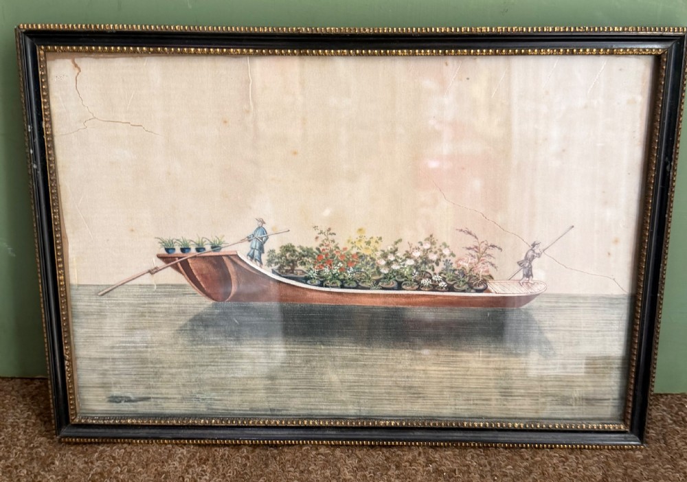 A set of twelve late nineteenth-century framed Chinese export gouache paintings depicting various traditional junks and maritime vessels against light neutral backgrounds. View X