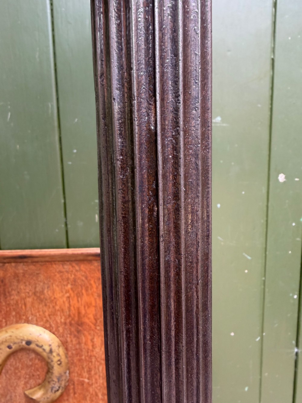 A tall late nineteenth-century cast-iron standard lamp with a dark bronze patinated finish, featuring a fluted column shaft, acanthus leaf moulding, and a tripod claw foot base. View VI