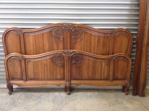 french king size bed in walnut bedroom suite - CATEGORY: ANTIQUE BEDS - DATED 1900