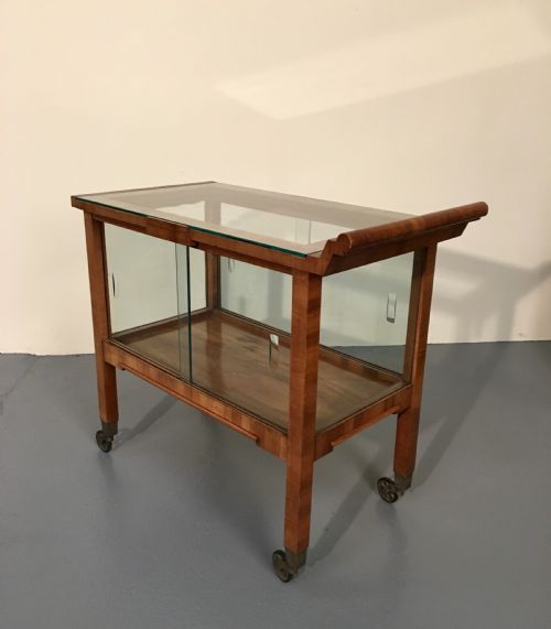 Unusual Art Deco Walnut Trolley