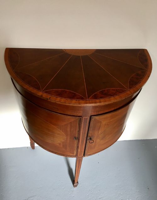 Inlaid Bow Front Side Cabinet
