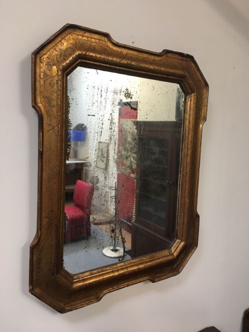 Distressed Gilt Wood Mirror