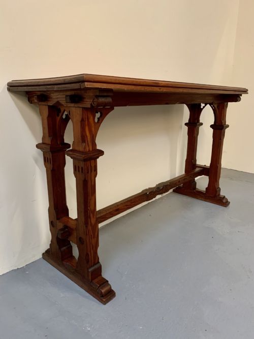 Good Narrow Gothic Pine Console Table