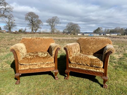 Good Pair Walnut Armchairs