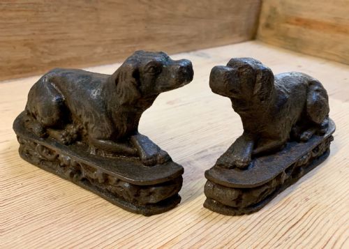 Pair Cast Iron Dog Doorstops