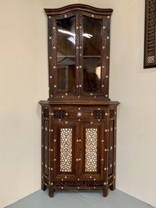Moorish Inlaid Corner Cabinet