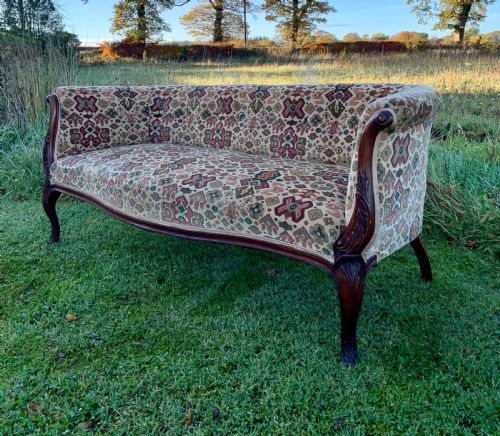 Tiny Carved Mahogany Sofa