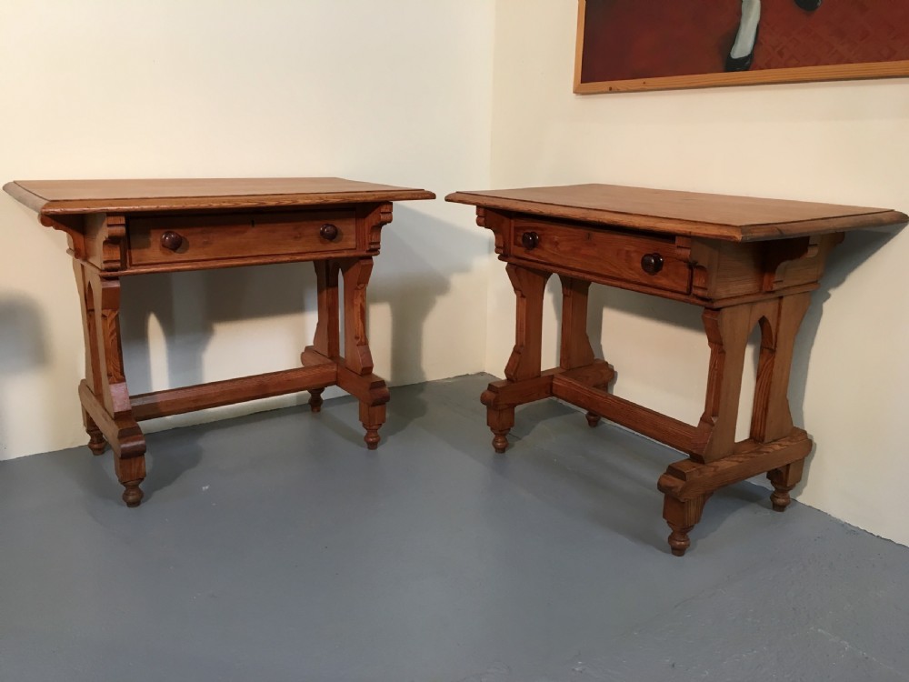 Pair Scottish gothic side tables 