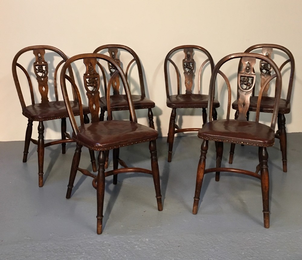 Six English beech kitchen chairs 