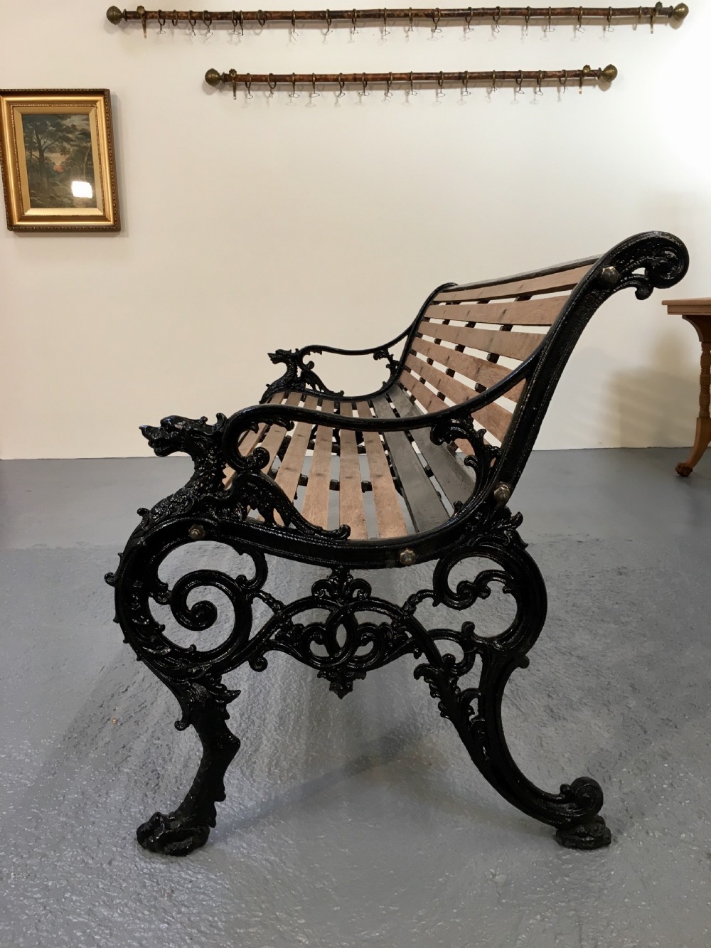 Rare Andrew McLaren cast iron garden bench 