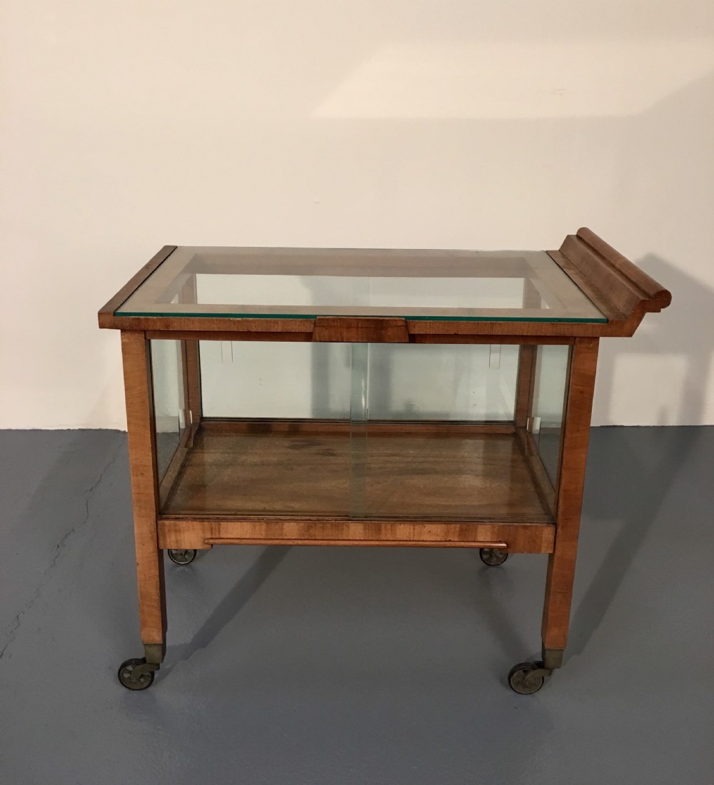 Unusual Art Deco walnut trolley  View II
